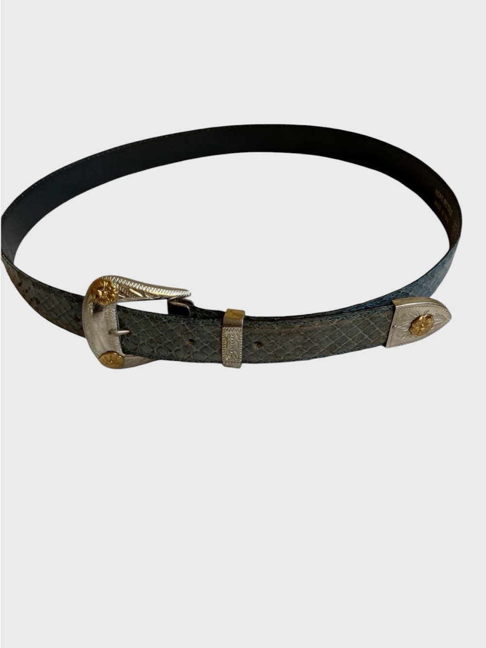 Genuine Snake Skin Leather Belt Made in Italy Size 80/32 Bluish Vero Rettile